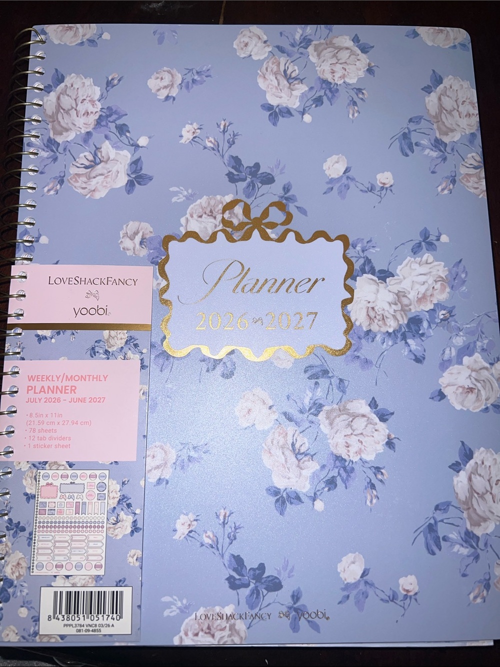 LoveShackFancyX Yoobi 🎀Whisper Blue  Planner 2026-2027🩵